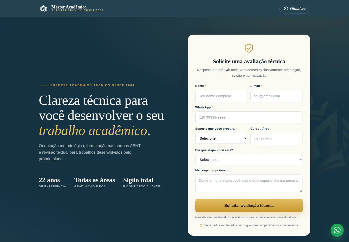 Screenshot of masteracademico.com.br