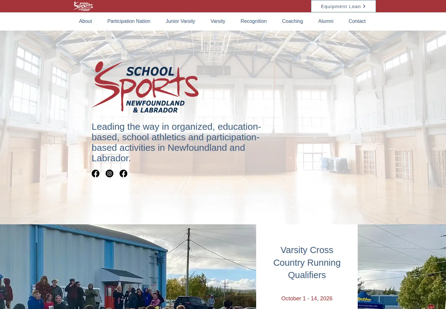 Captured homepage of schoolsportsnl.ca in the current scan