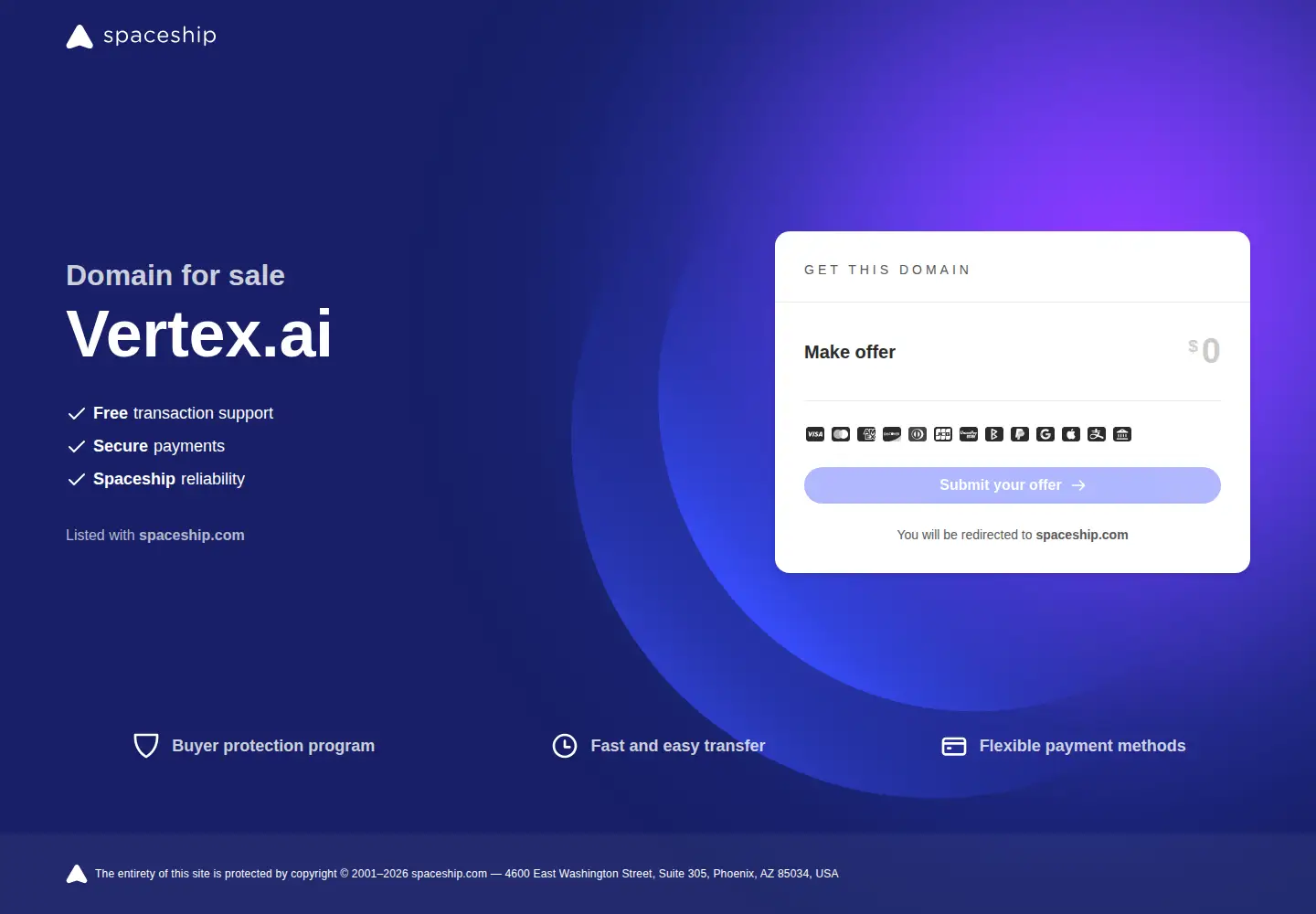 Captured homepage of vertex.ai in the current scan