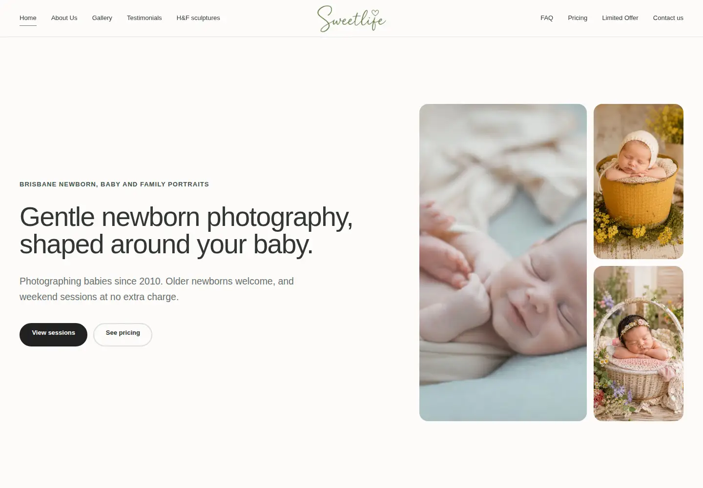Screenshot of sweetlifephotography.com.au