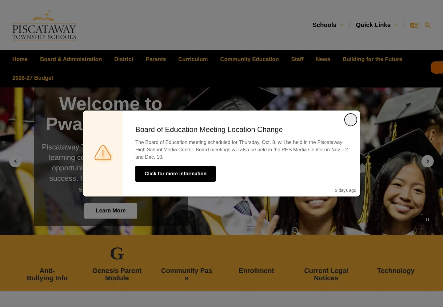 Screenshot of piscatawayschools.org