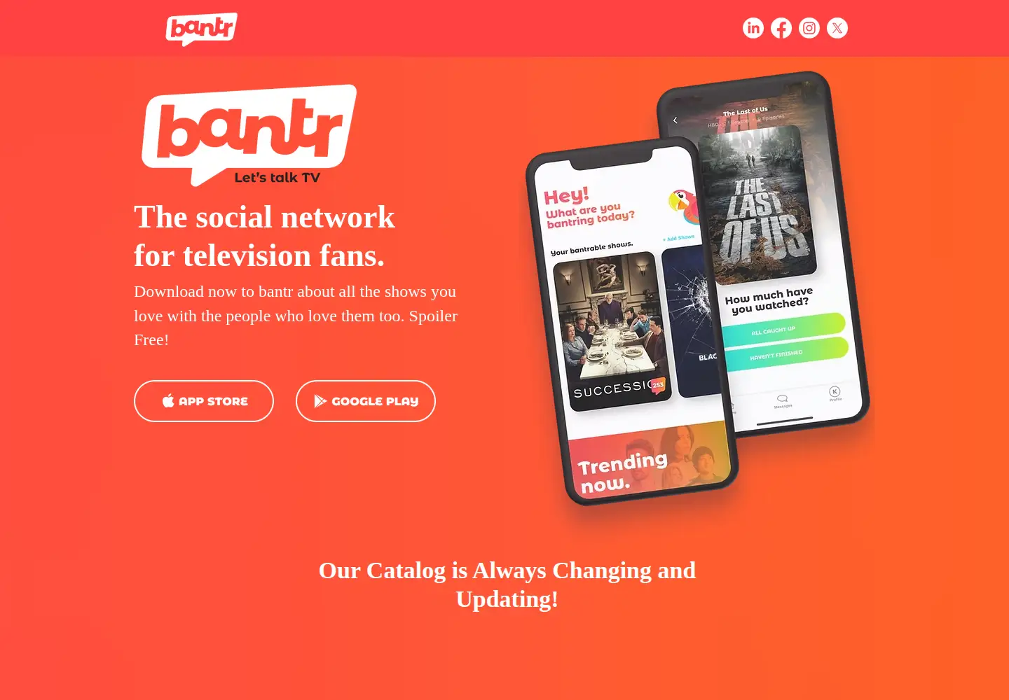 Captured homepage of bantr.org in the current scan