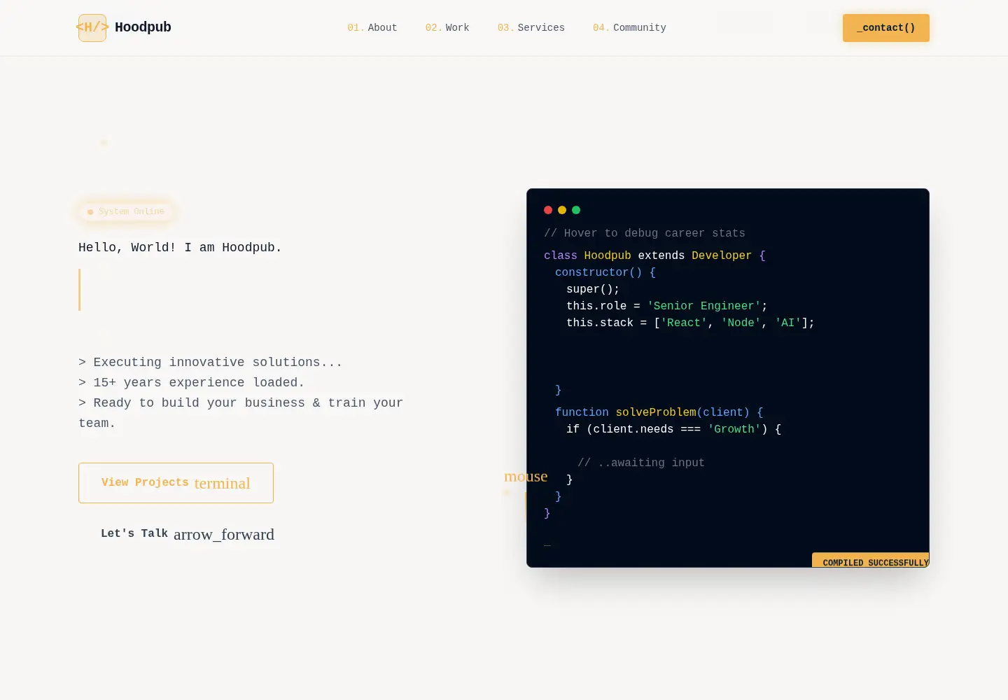 Screenshot of hoodpub.com