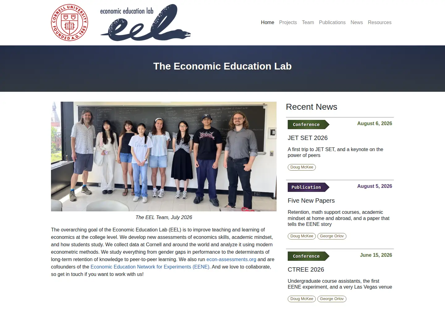 Captured homepage of econedlab.org in the current scan