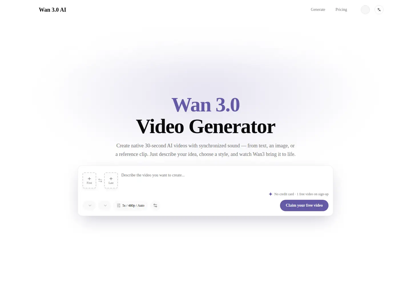 Screenshot of wan30.video