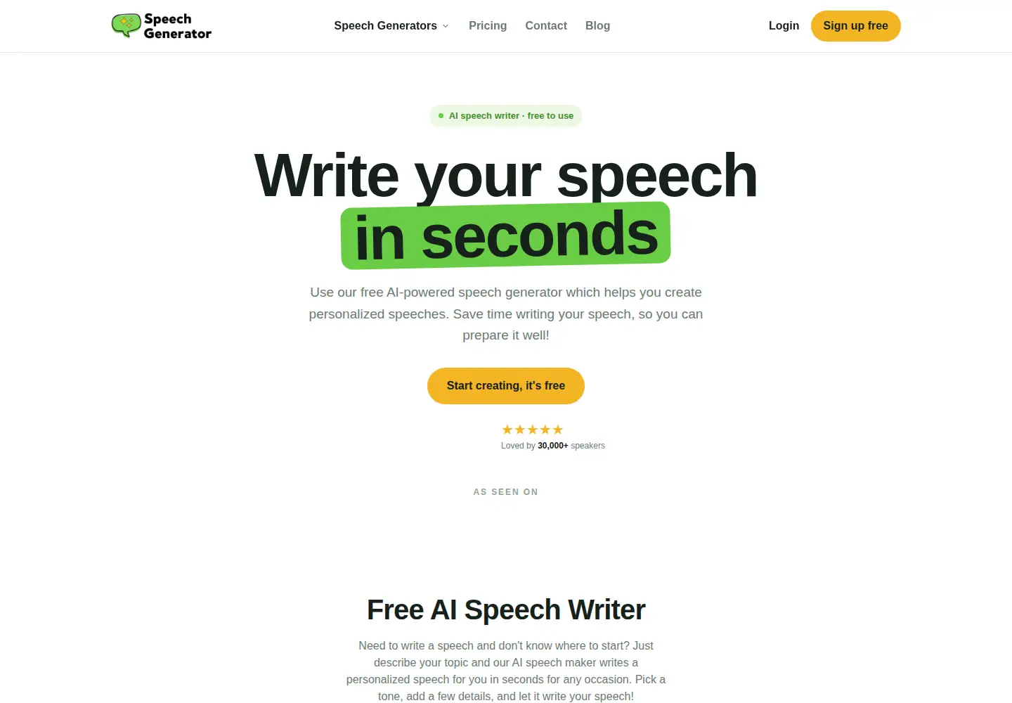 Screenshot of speechgenerator.co