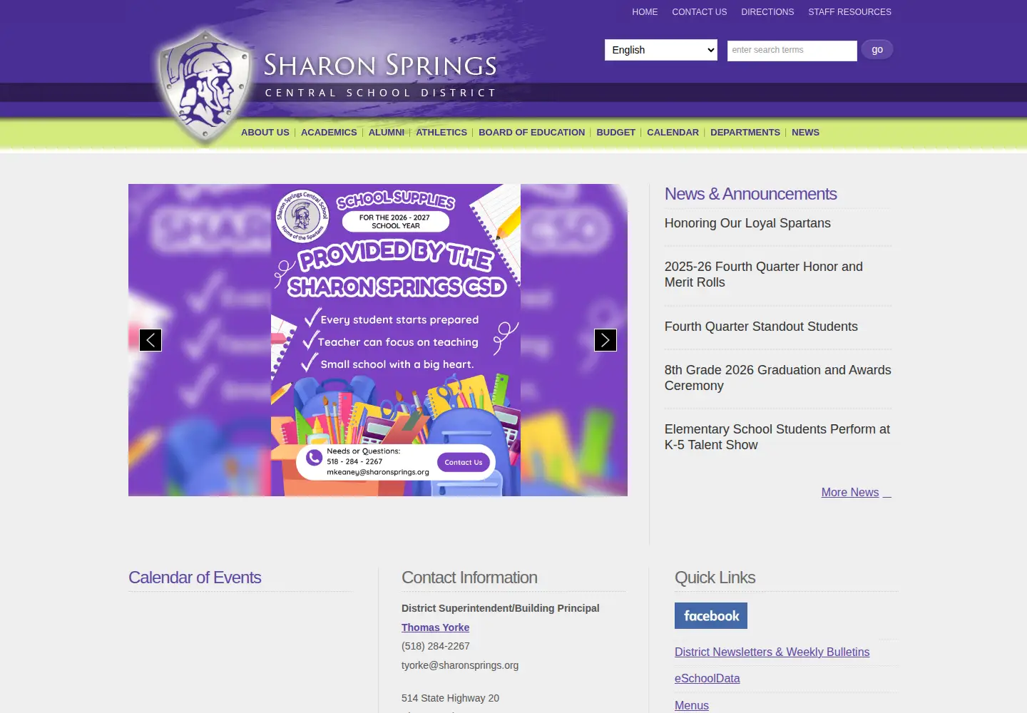Captured homepage of sharonsprings.org in the current scan