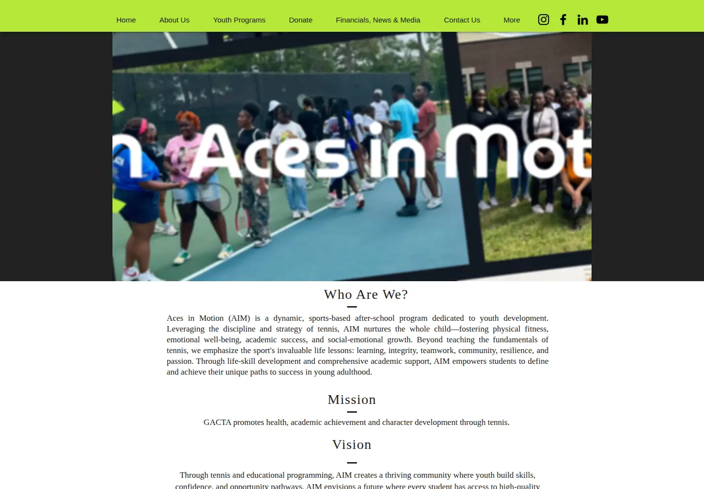 Screenshot of acesinmotion.org