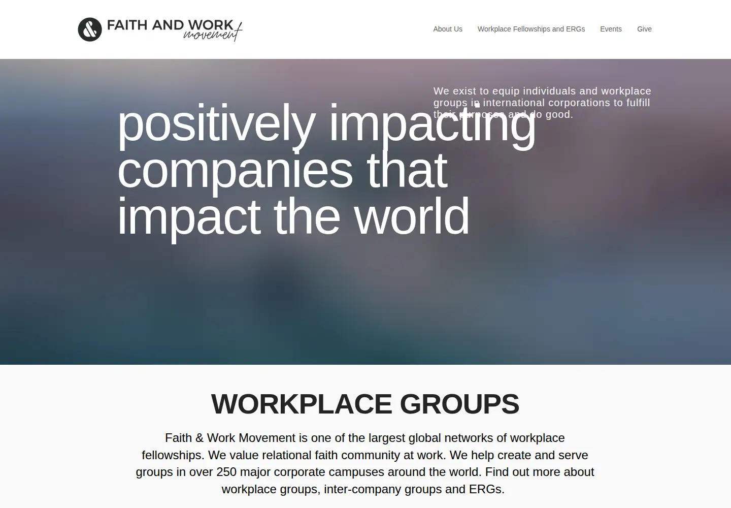 Captured homepage of faithandworkmovement.org in the current scan
