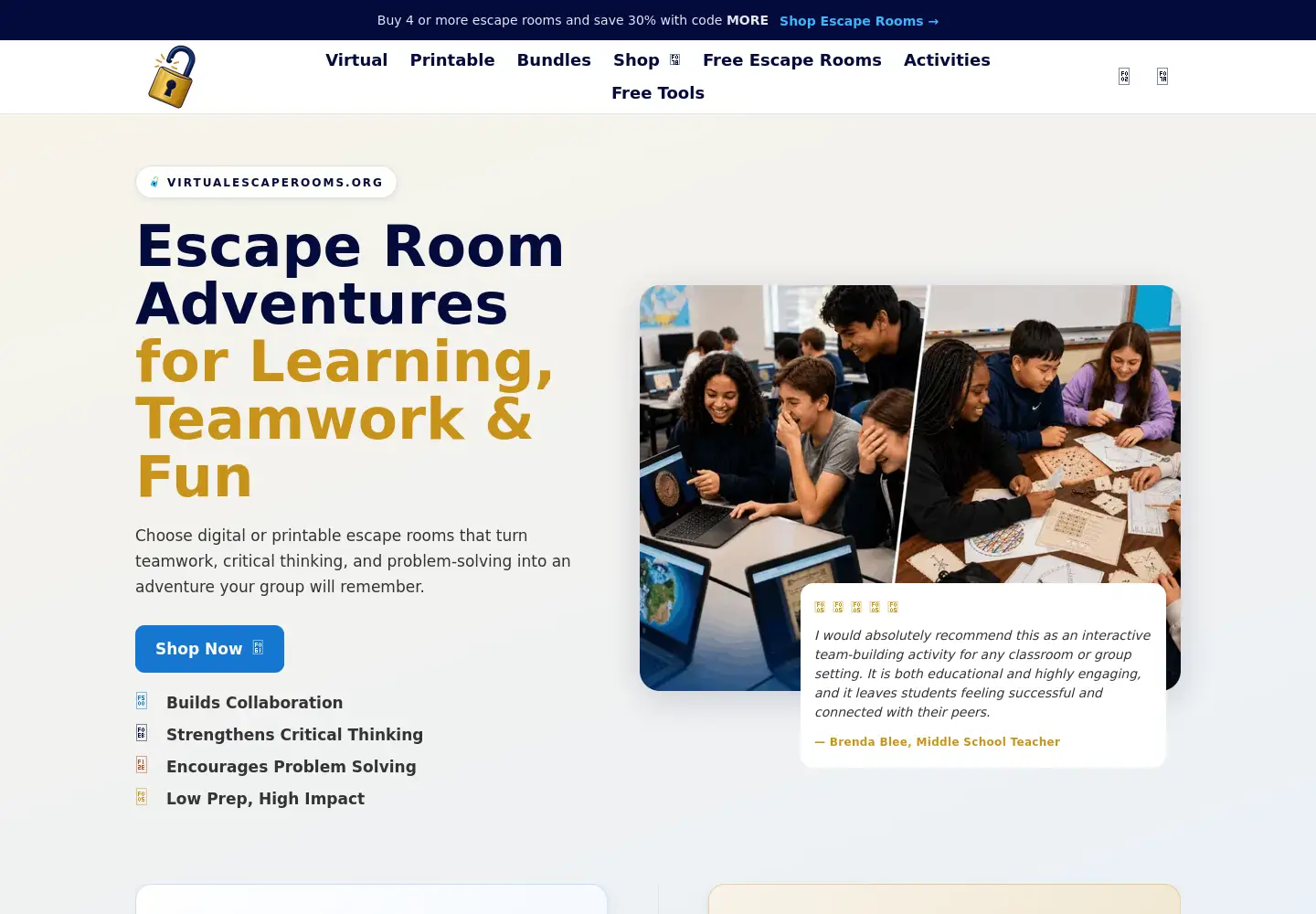 Screenshot of virtualescaperooms.org