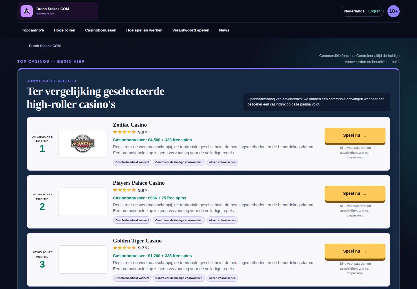 Screenshot of dutchstakes.com