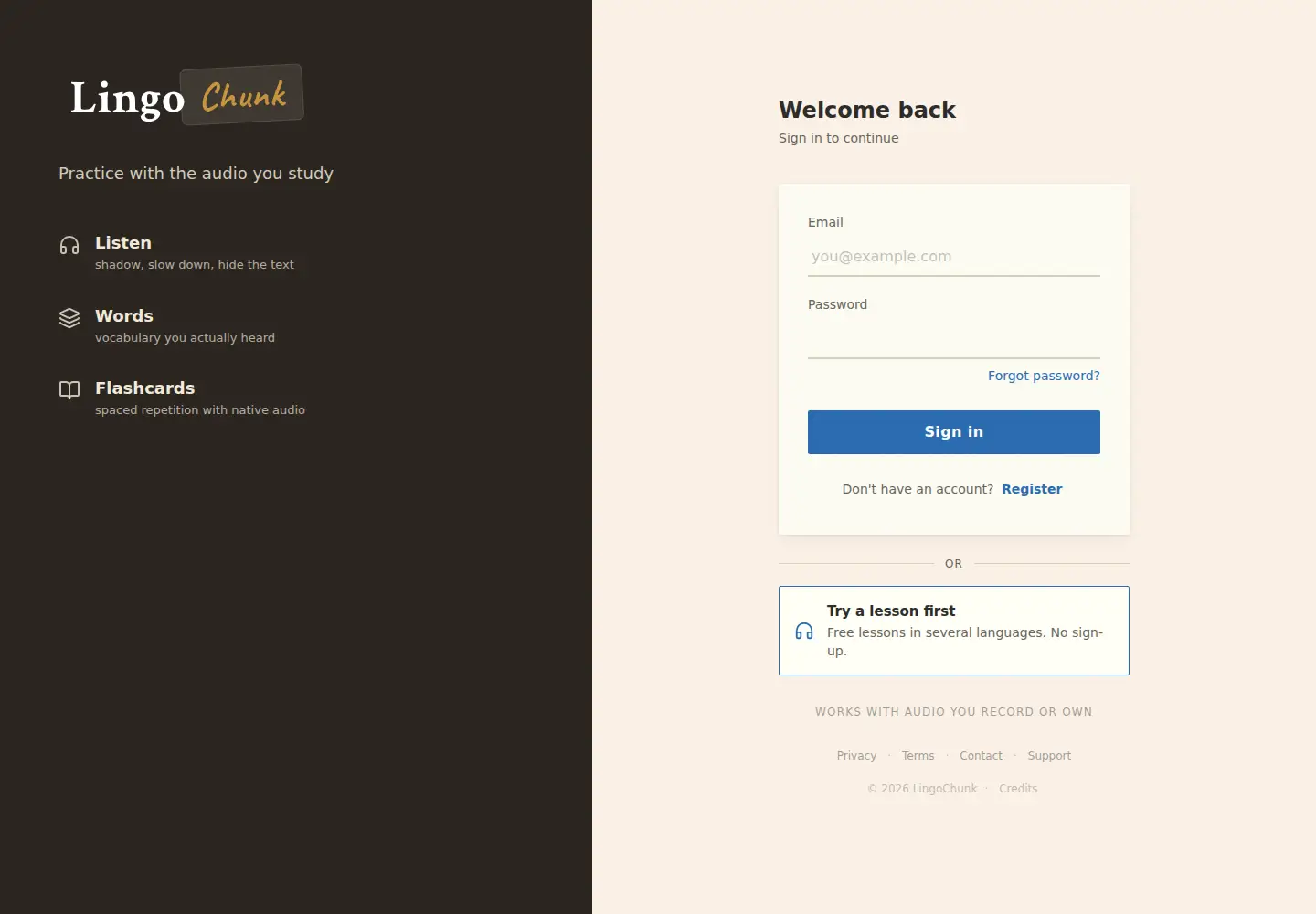Screenshot of lingochunk.com