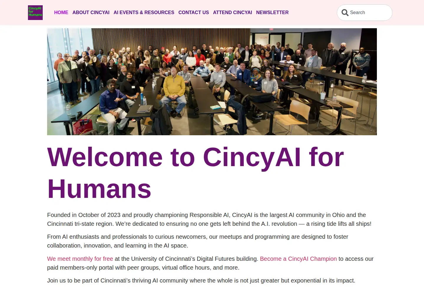Captured homepage of cincyai.org in the current scan