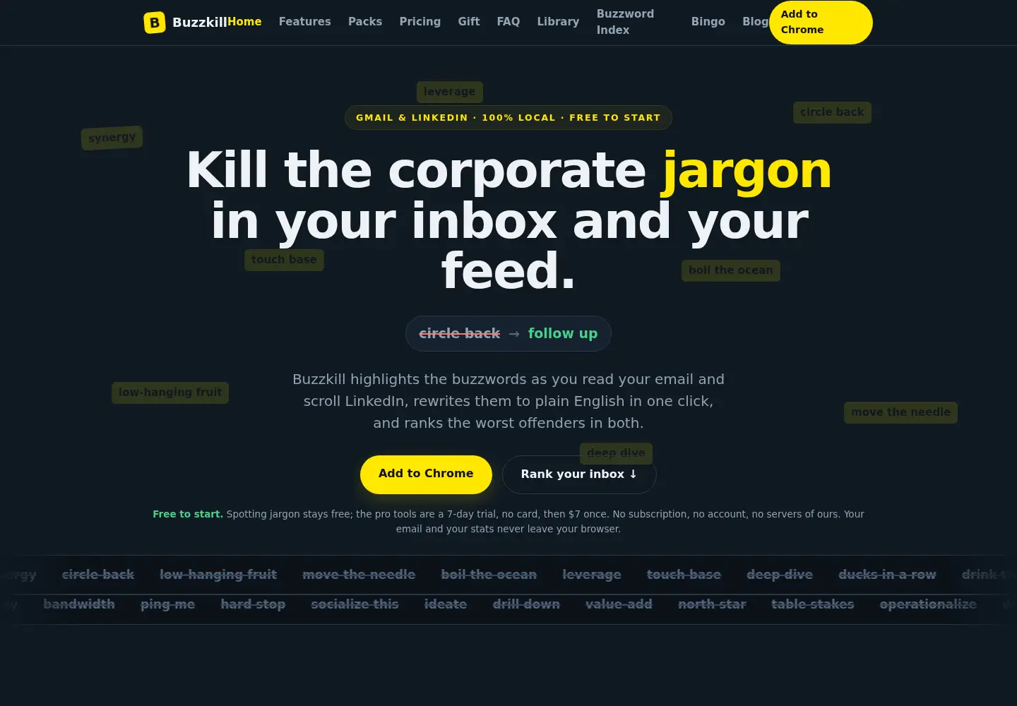 Captured homepage of usebuzzkill.com in the current scan