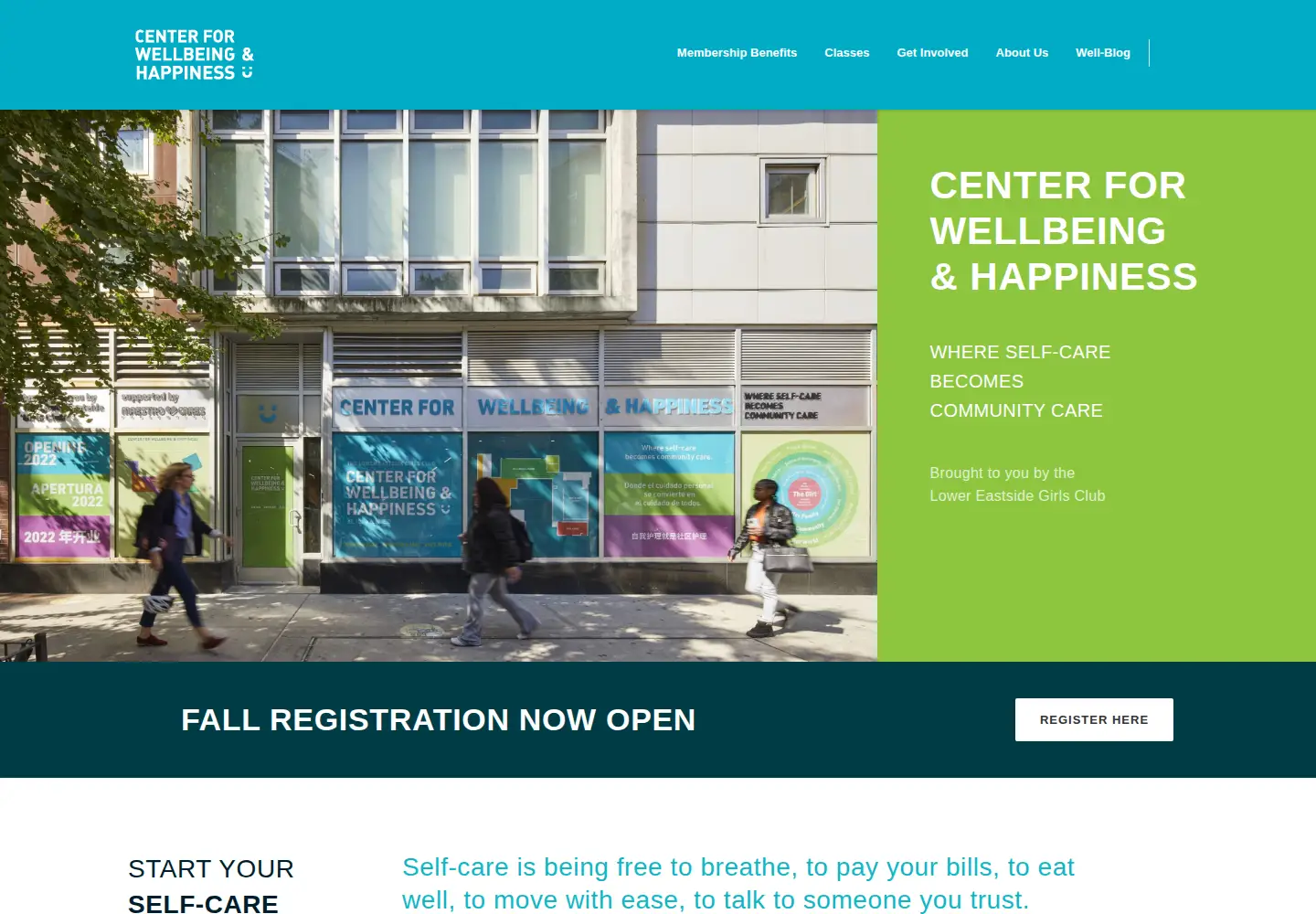 Captured homepage of centerforwellbeing.nyc in the current scan
