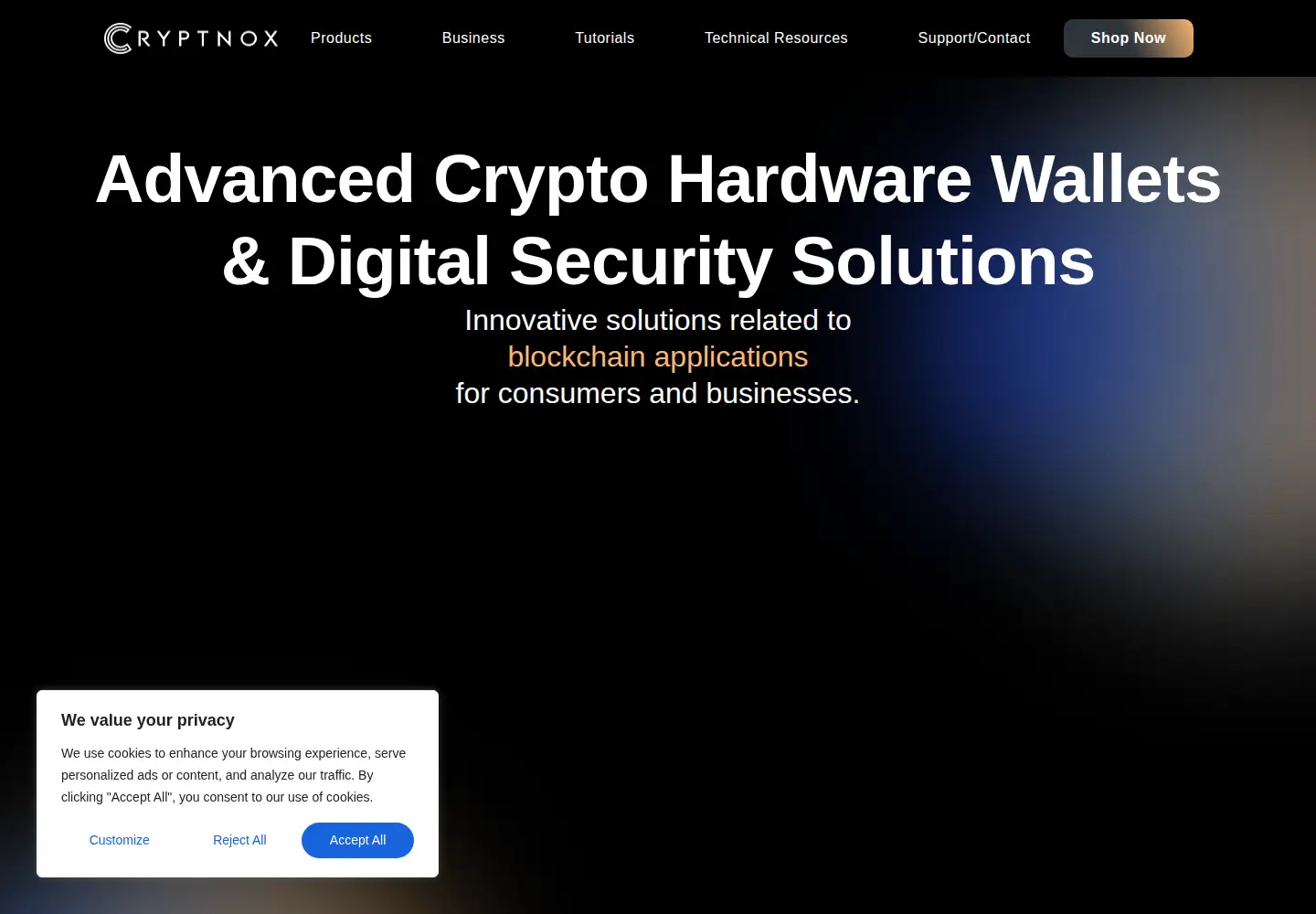 Screenshot of cryptnox.com