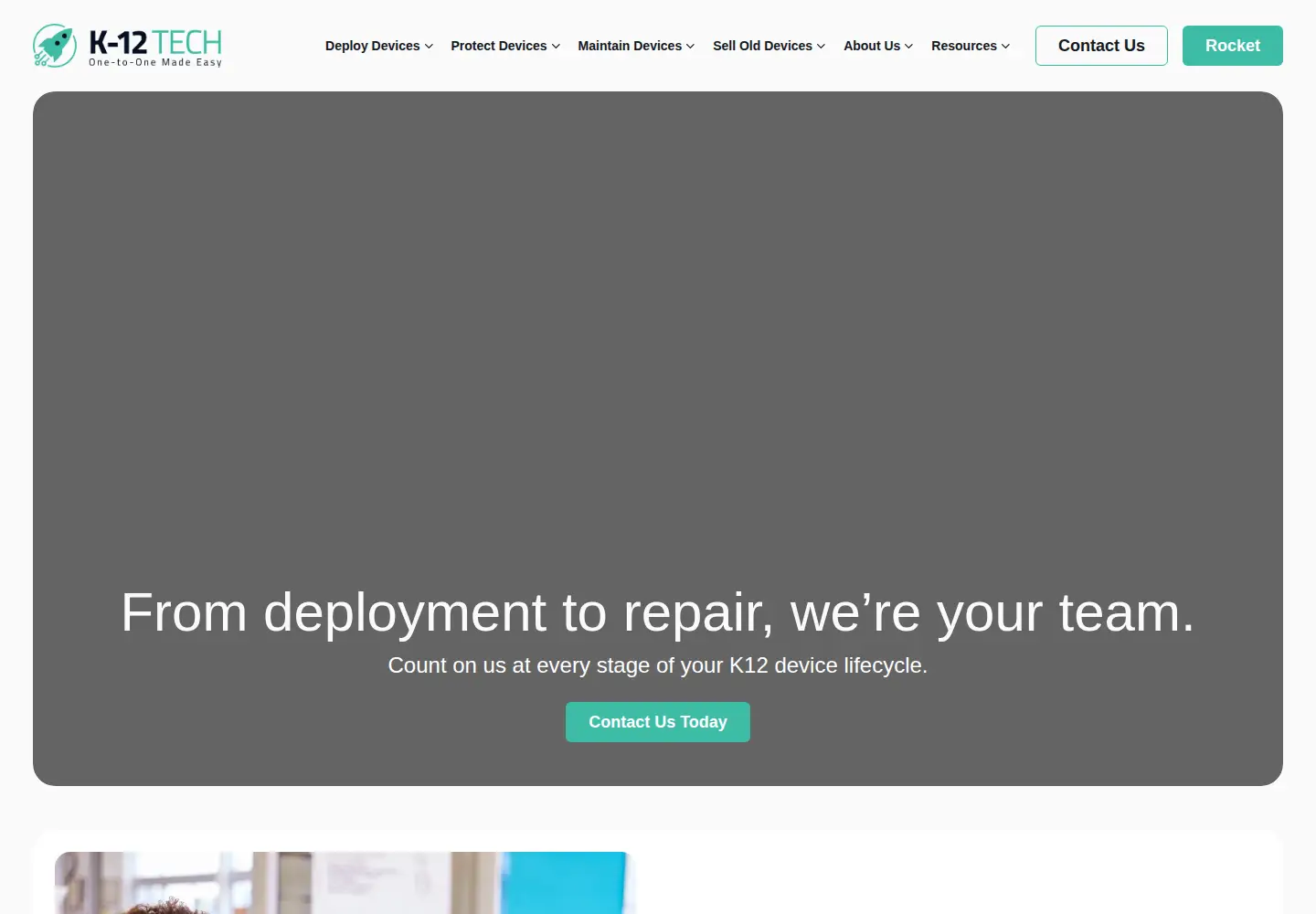 Captured homepage of k12techrepairs.com in the current scan
