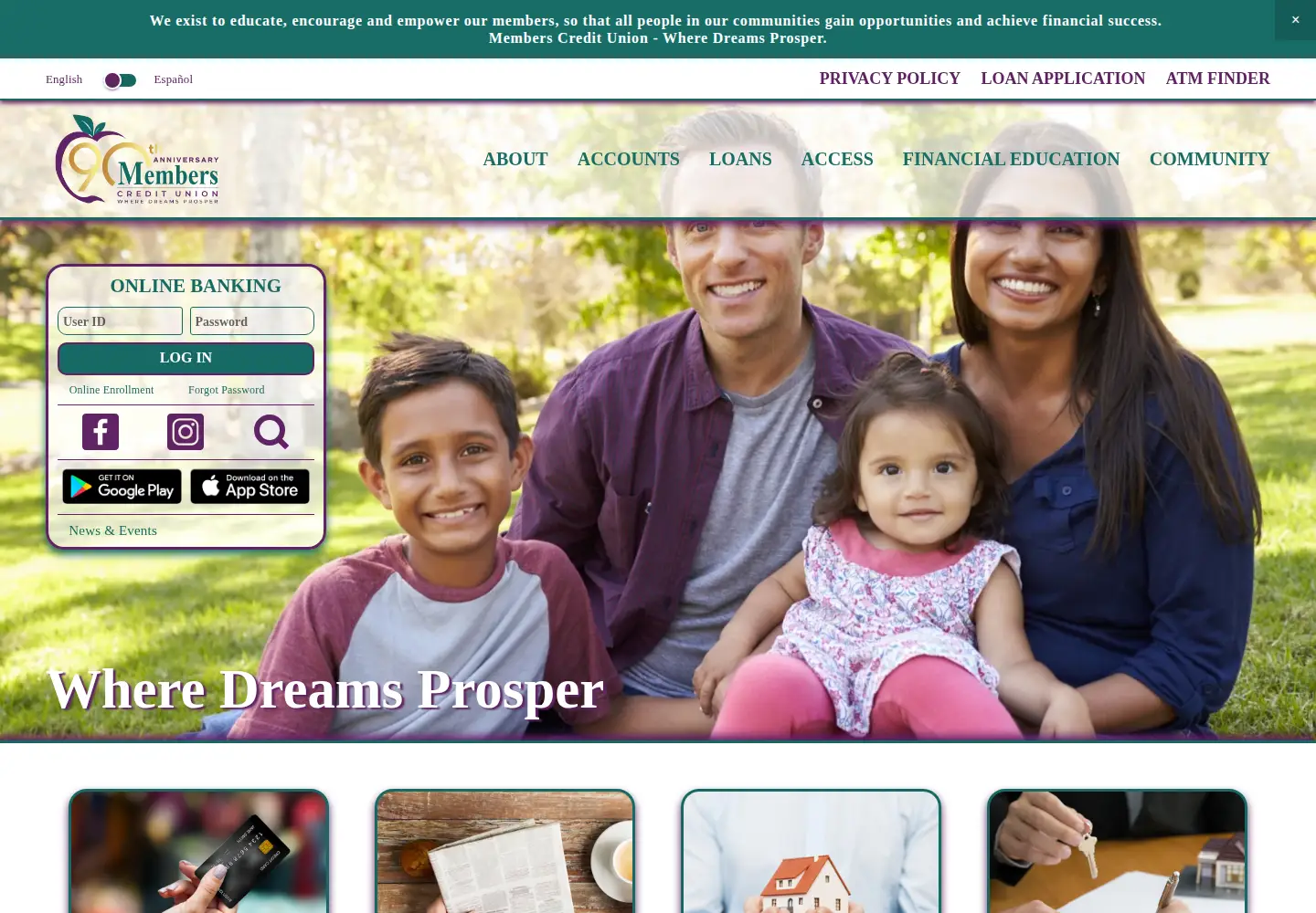 Captured homepage of memberscu.coop in the current scan