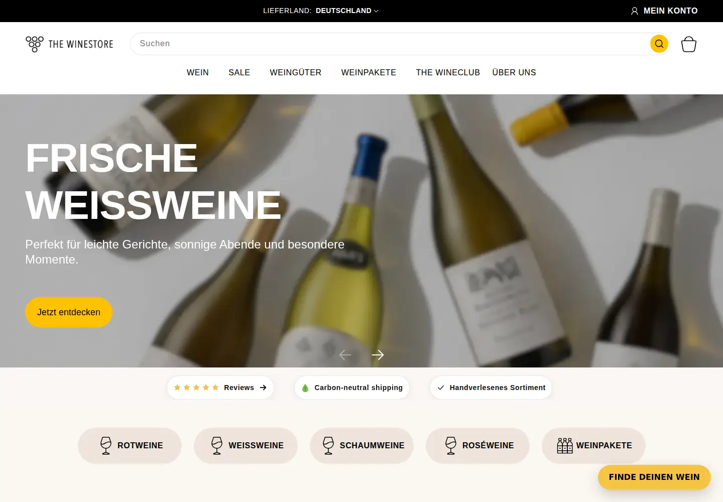 Captured homepage of the-winestore.com in the current scan