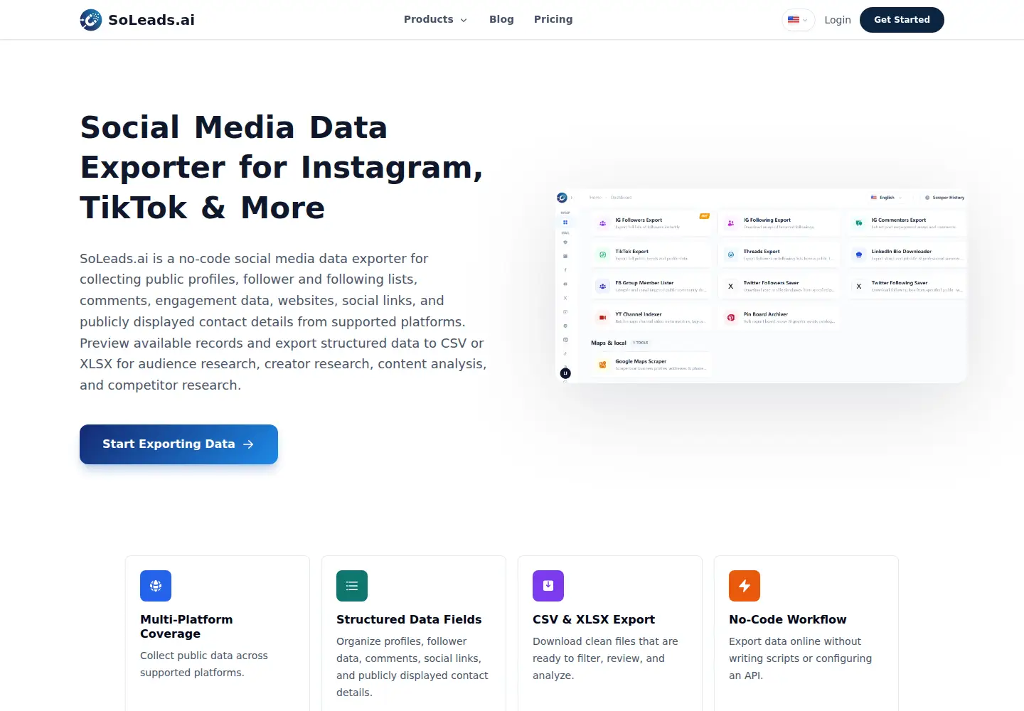 Captured homepage of soleads.ai in the current scan