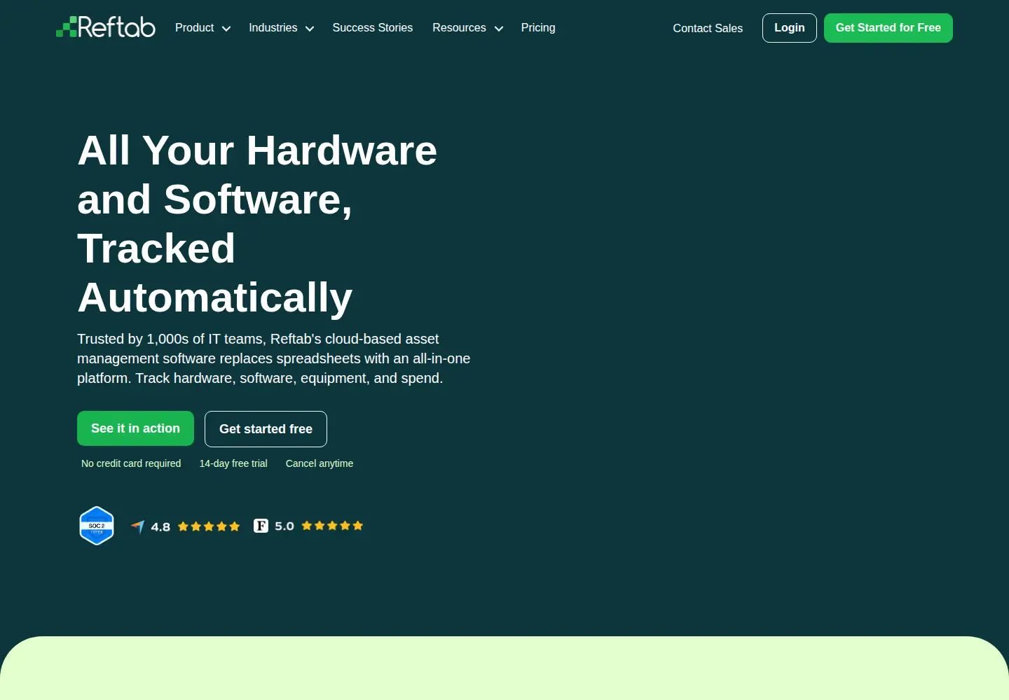 Captured homepage of reftab.com in the current scan