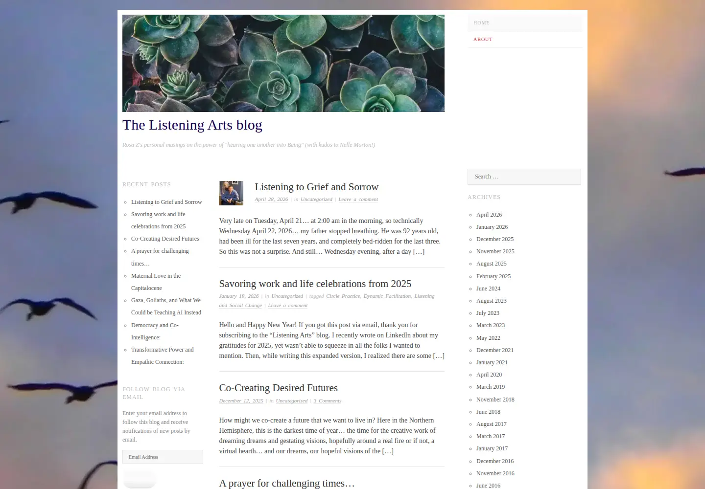 Captured homepage of thelisteningarts.org in the current scan