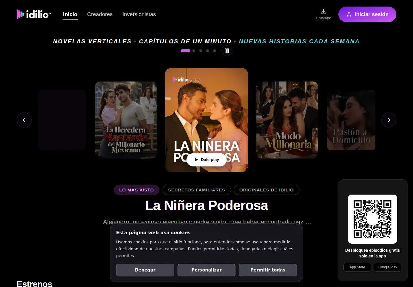 Captured homepage of idilio.tv in the current scan