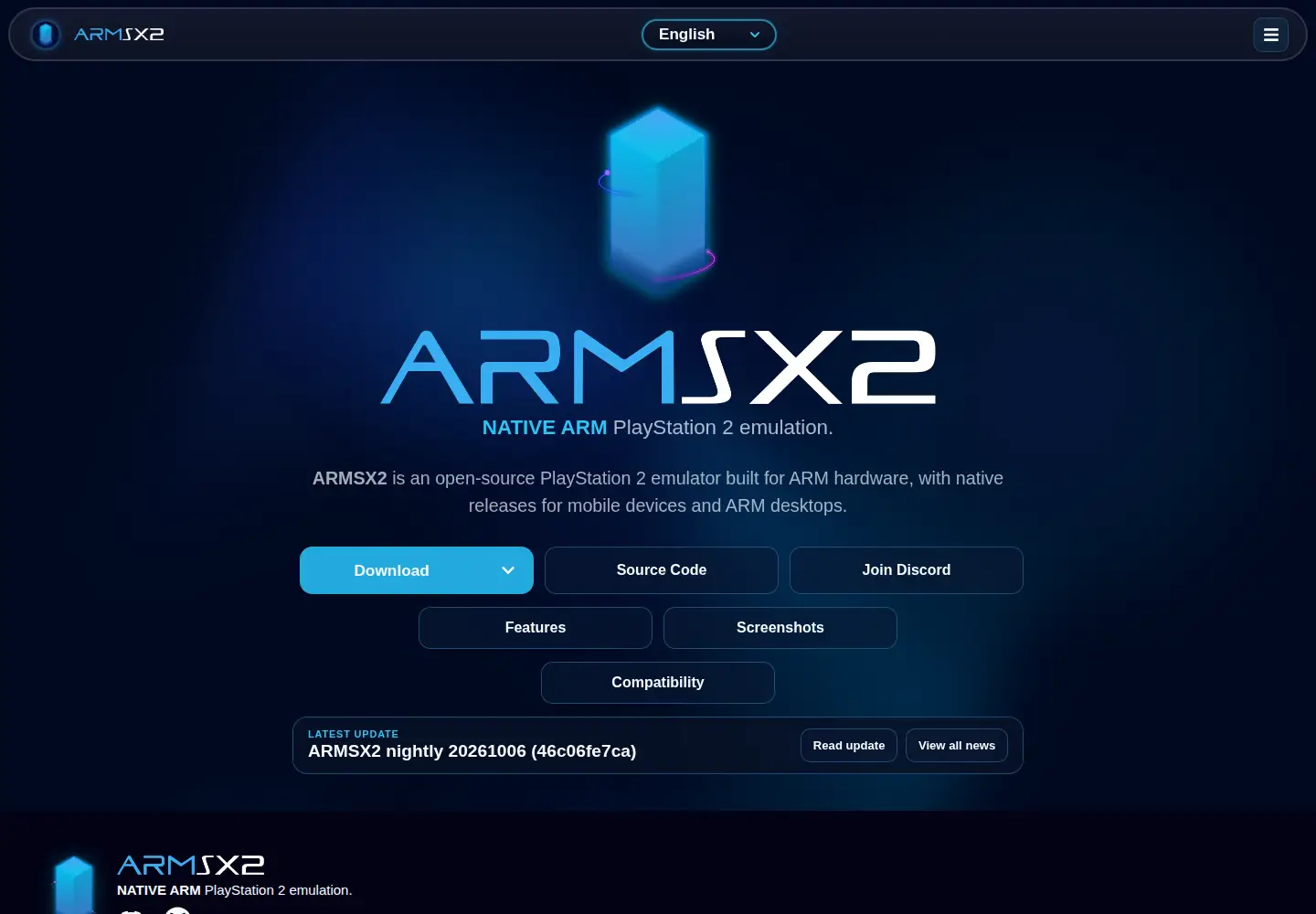 Screenshot of armsx2.net