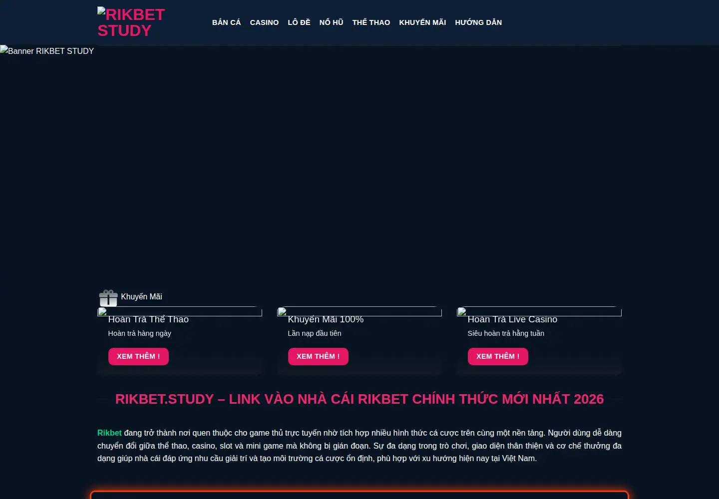 Captured homepage of rikbet.study in the current scan