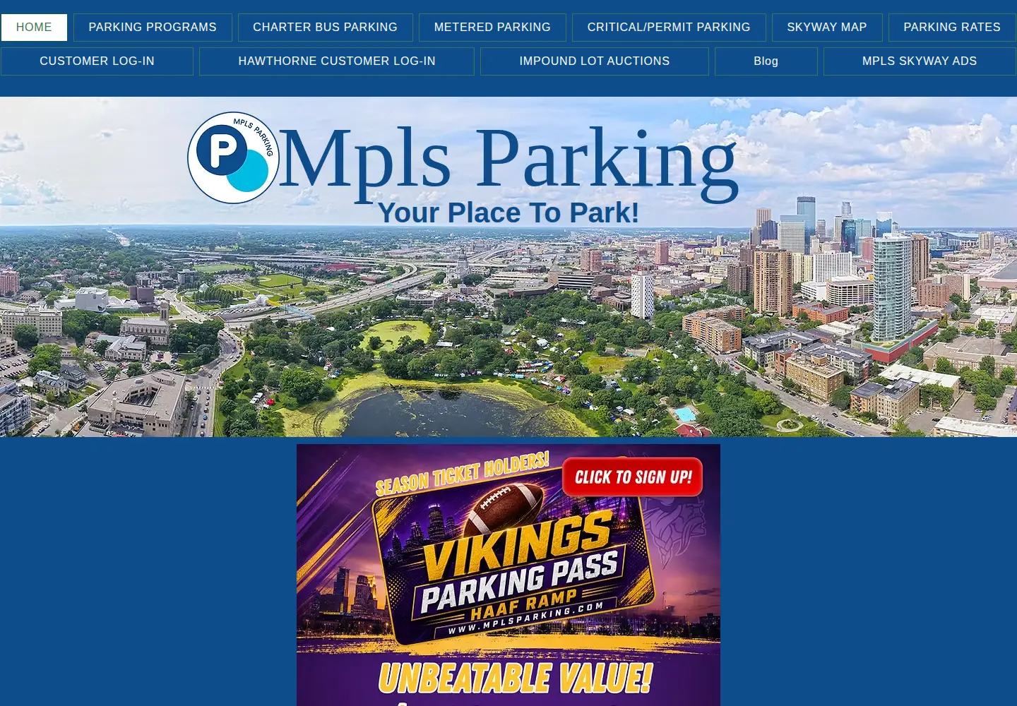 Captured homepage of mplsparking.com in the current scan