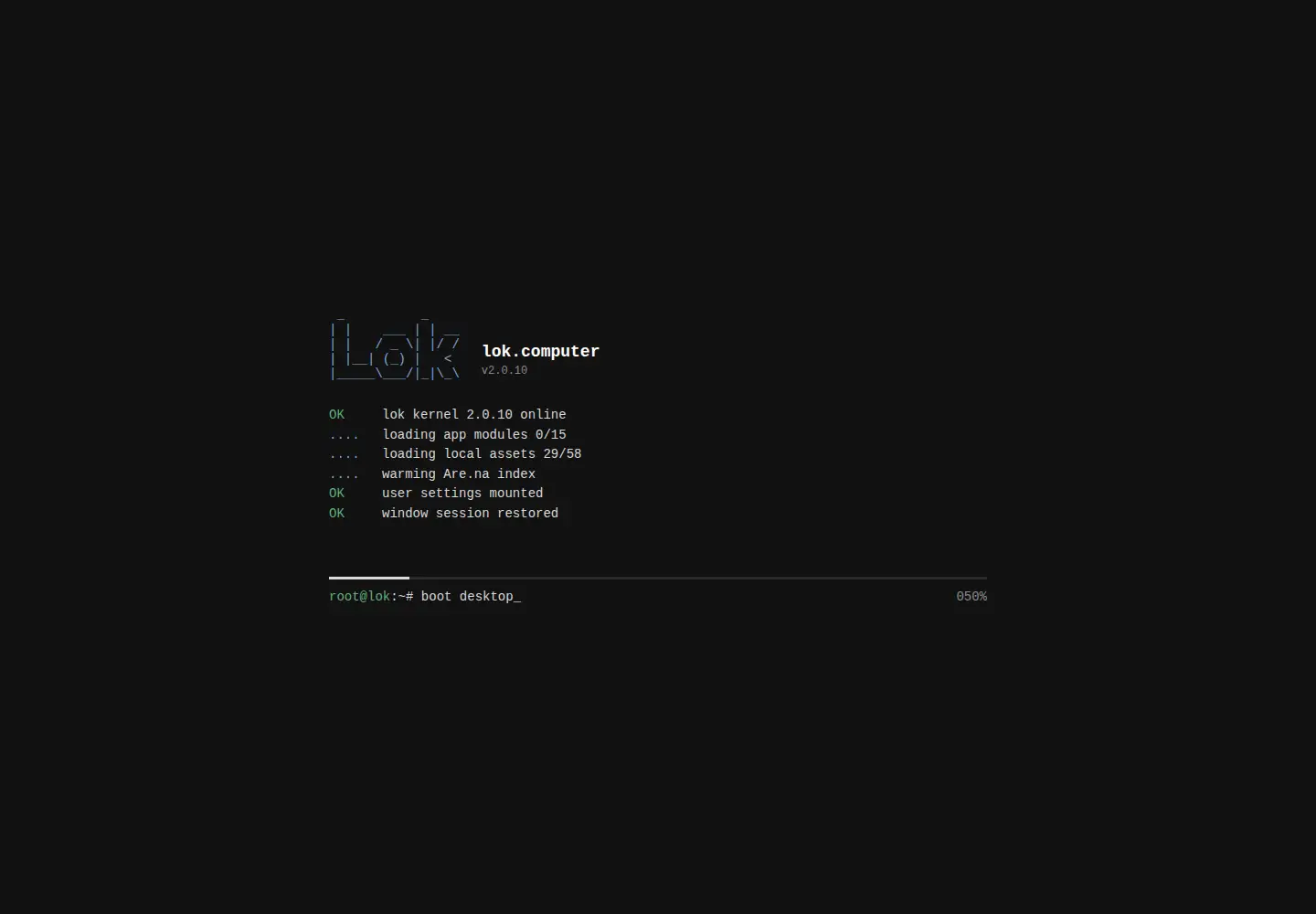 Captured homepage of lok.computer in the current scan