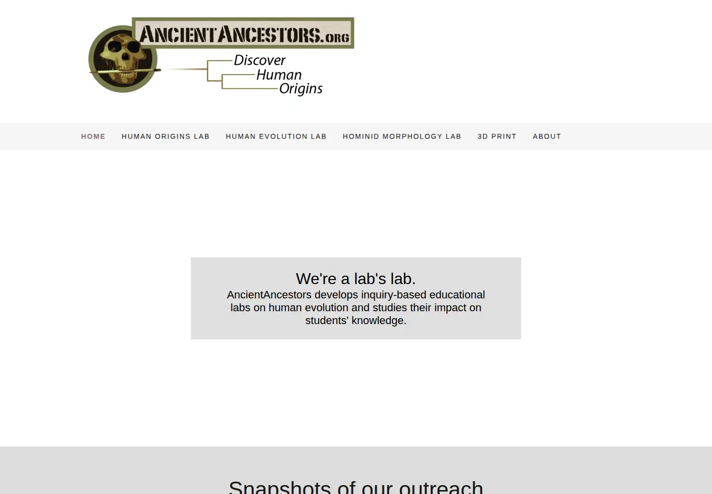 Screenshot of ancientancestors.org