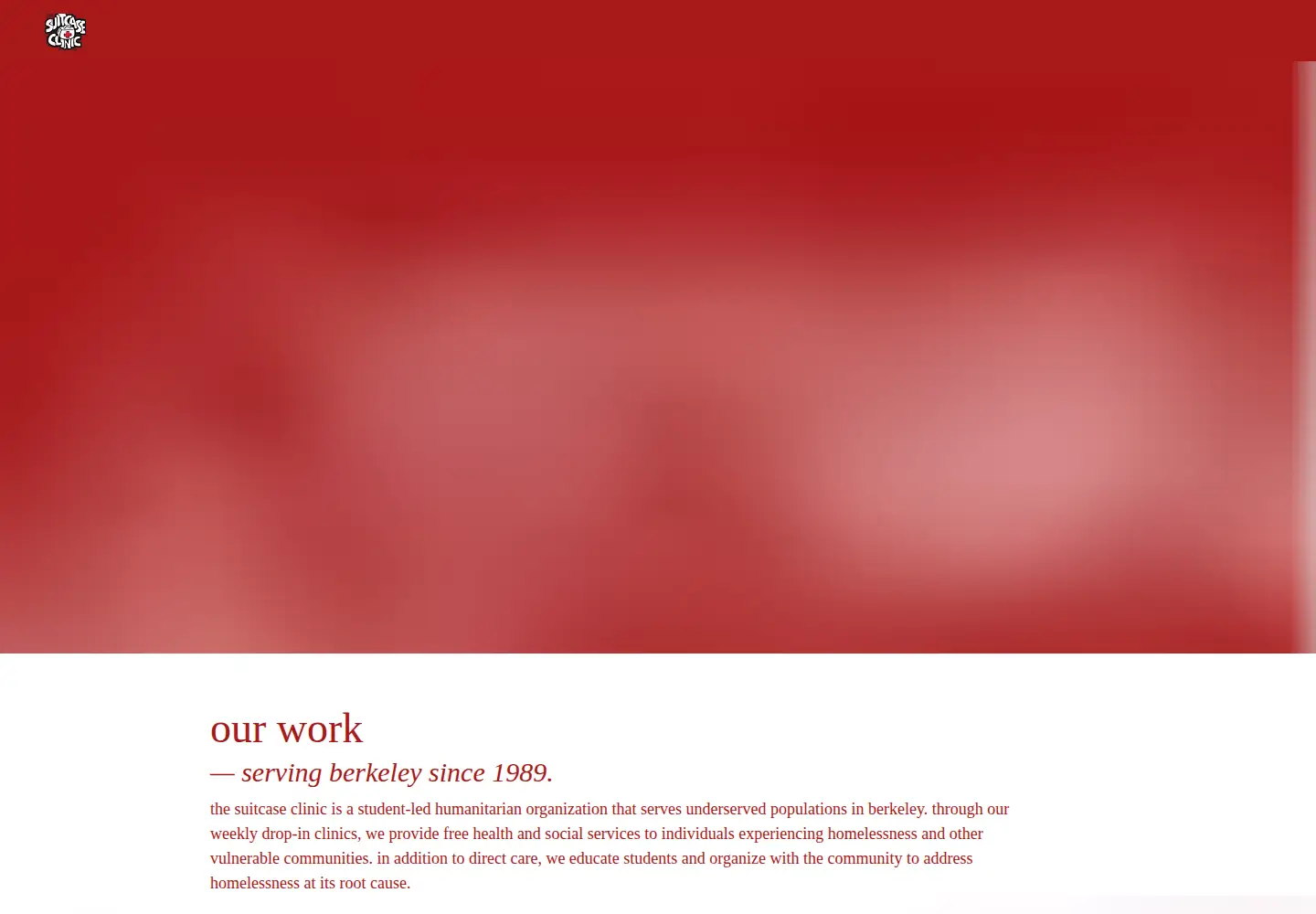 Captured homepage of suitcaseclinic.org in the current scan