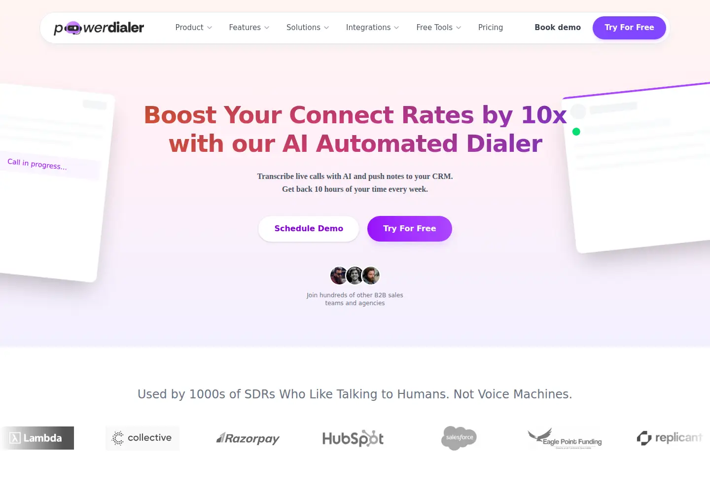 Captured homepage of powerdialer.ai in the current scan