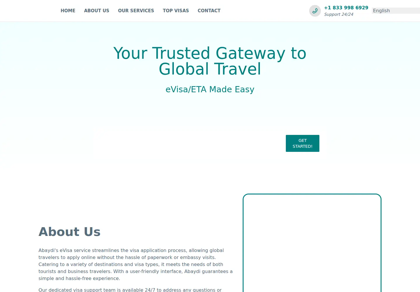 Screenshot of applyevisa.com