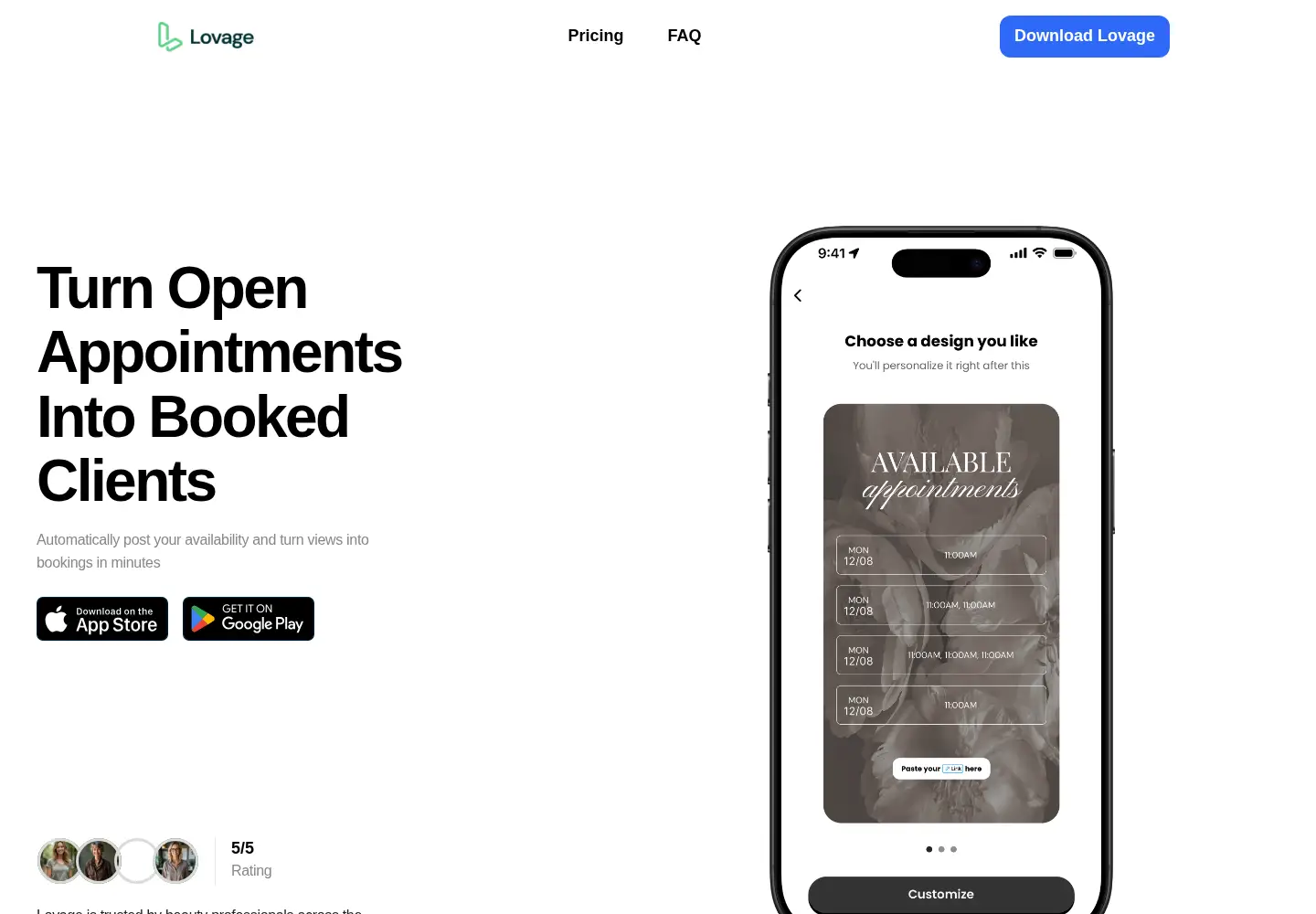 Screenshot of getlovage.com