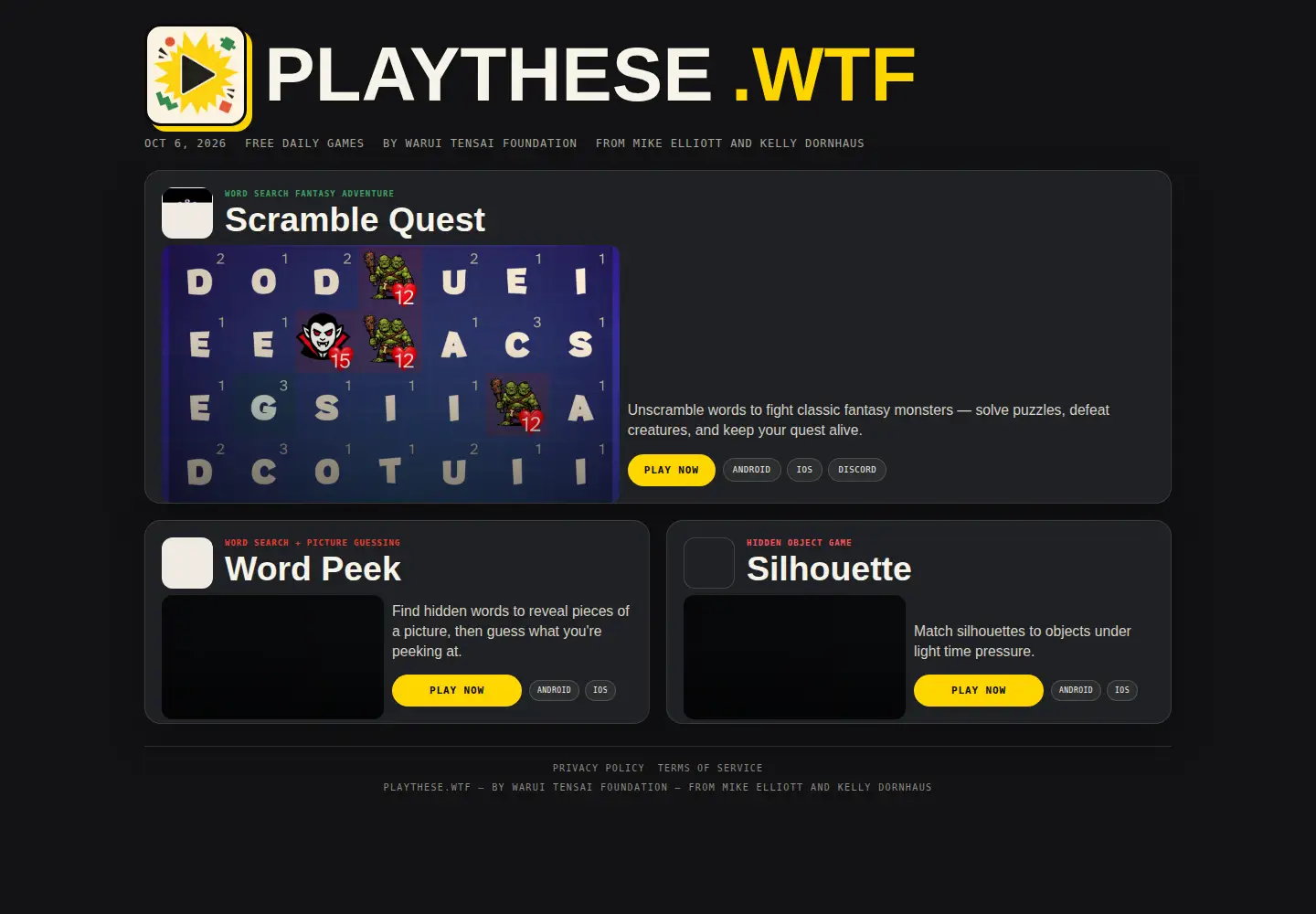 Captured homepage of playthese.wtf in the current scan