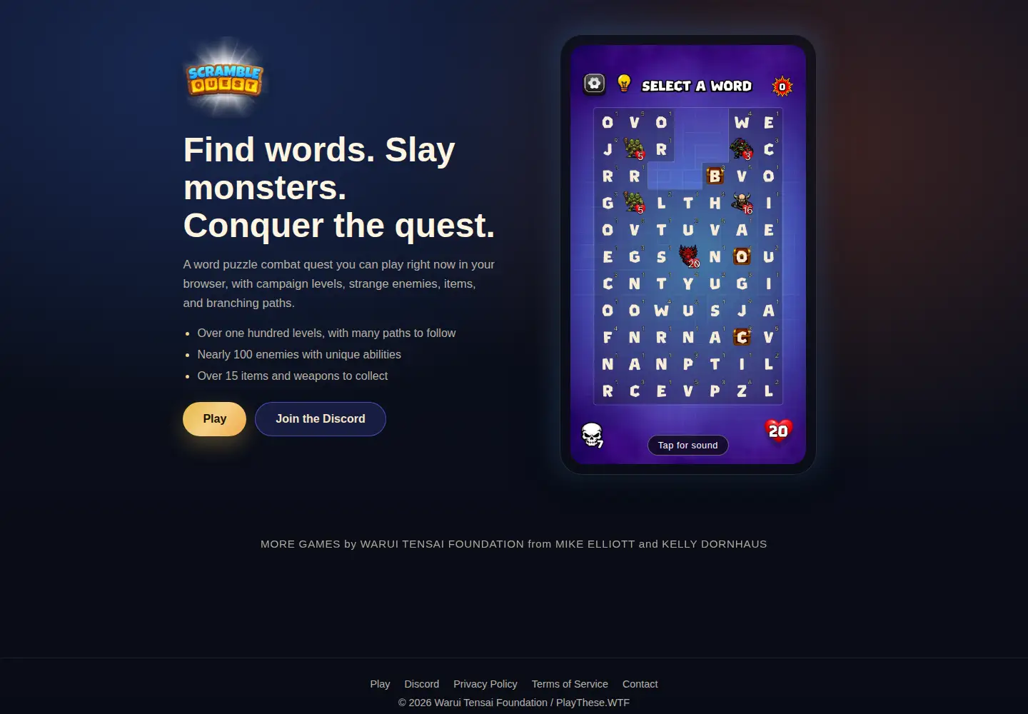 Captured homepage of scramblequest.app in the current scan