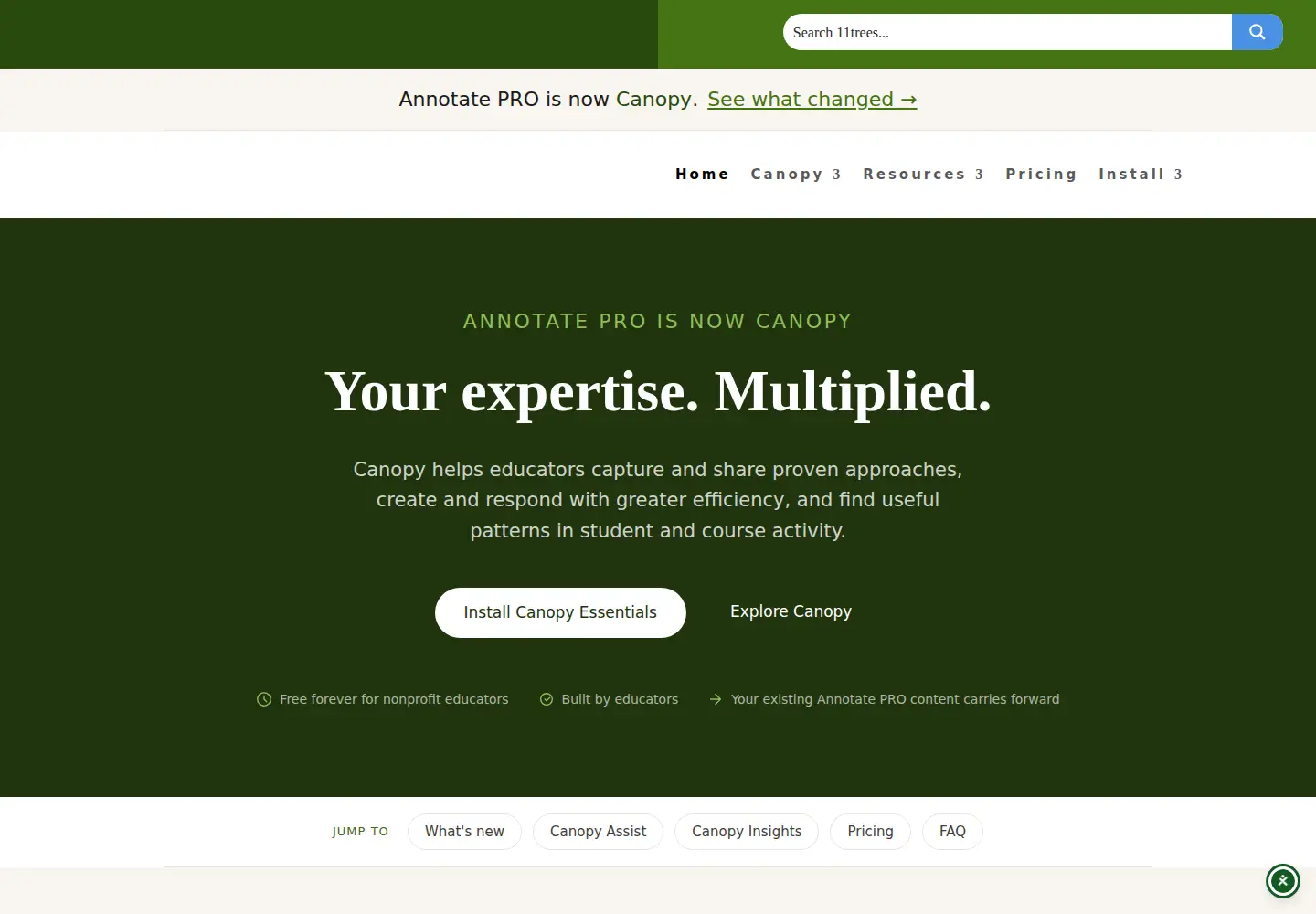 Captured homepage of 11trees.com in the current scan