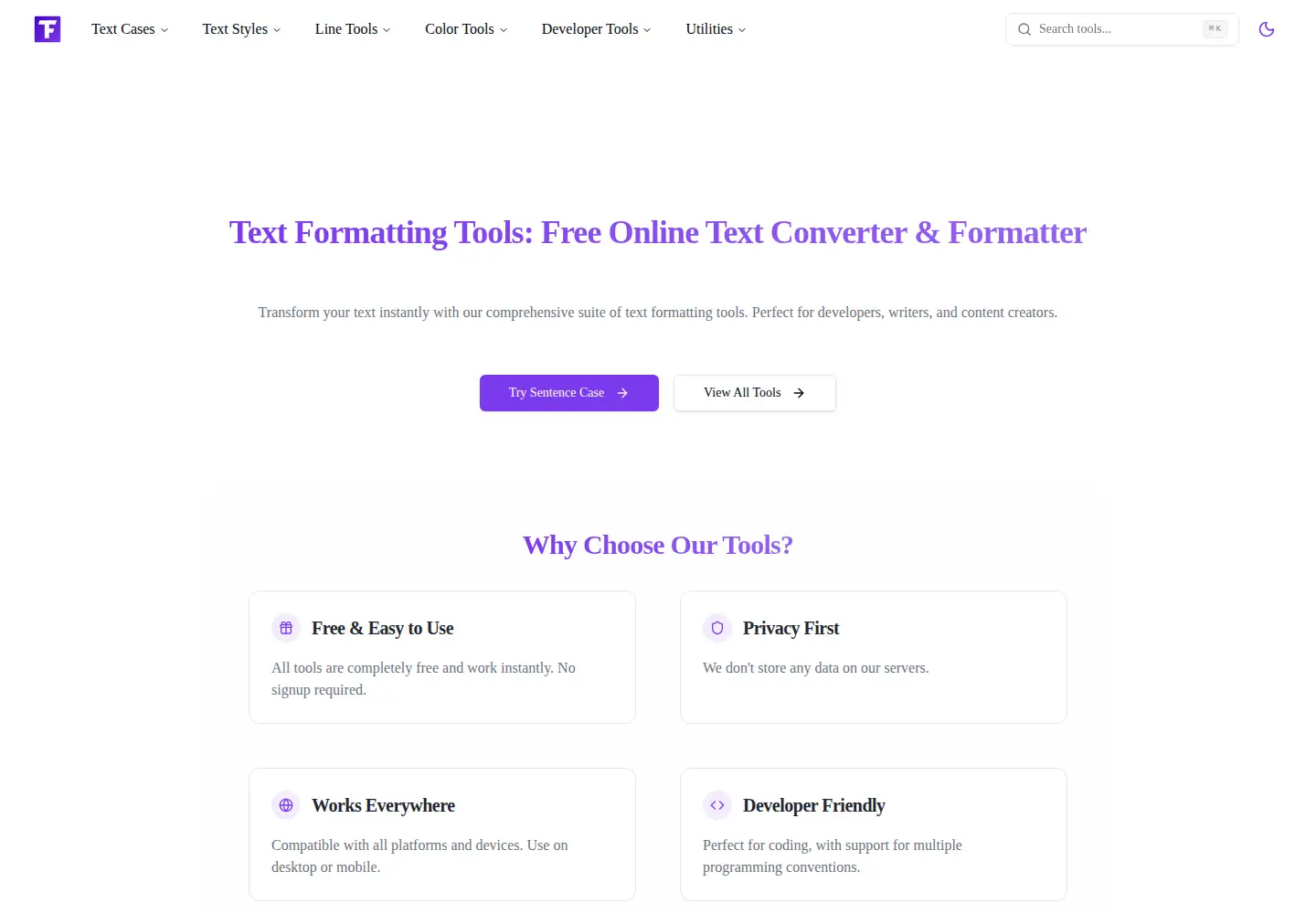 Captured homepage of textformatting.com in the current scan