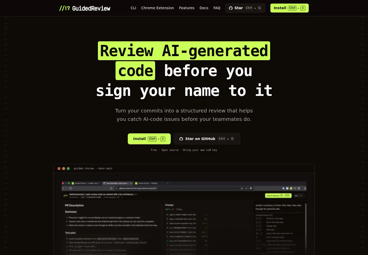 Screenshot of guidedreview.dev