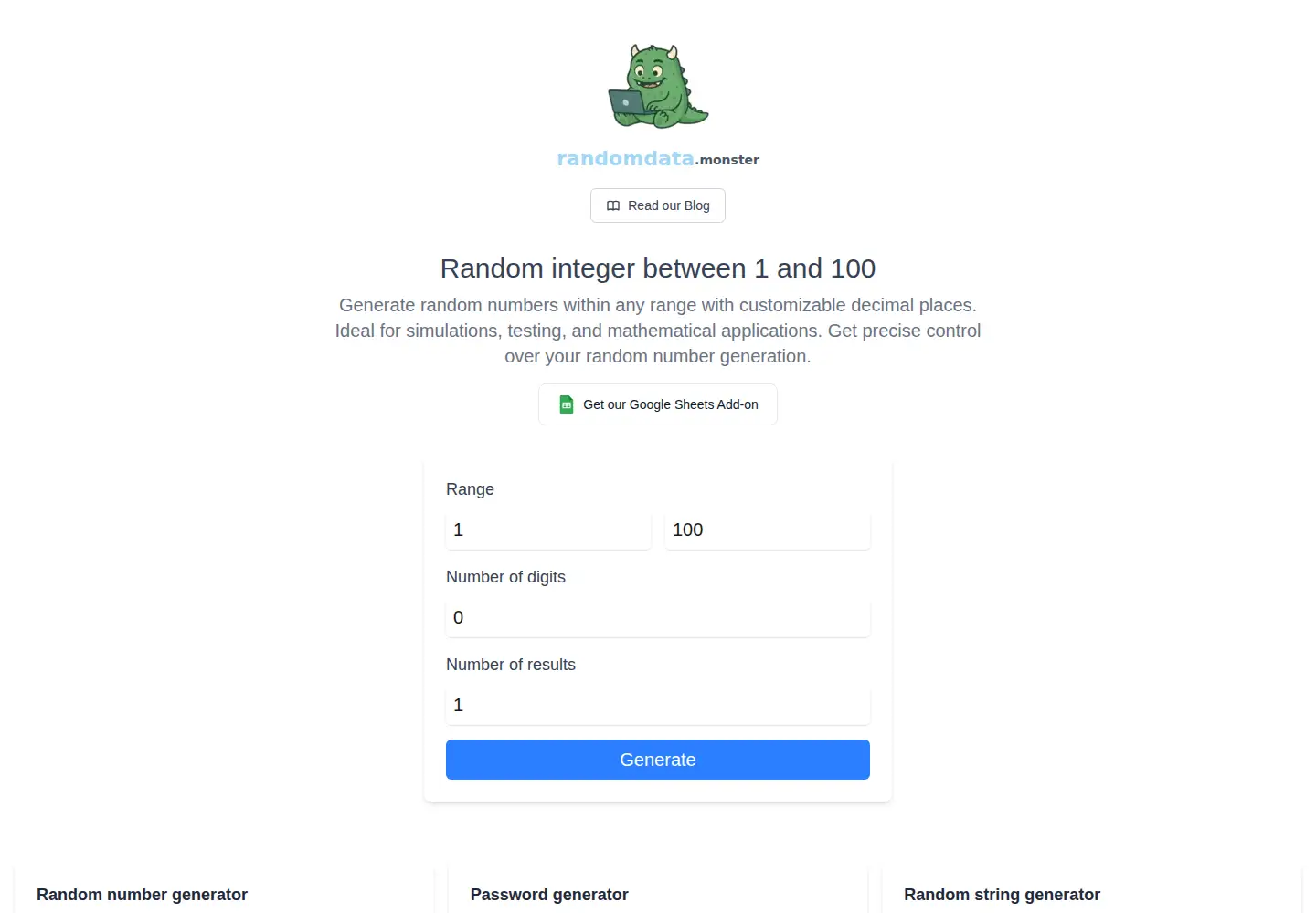 Screenshot of randomdata.monster