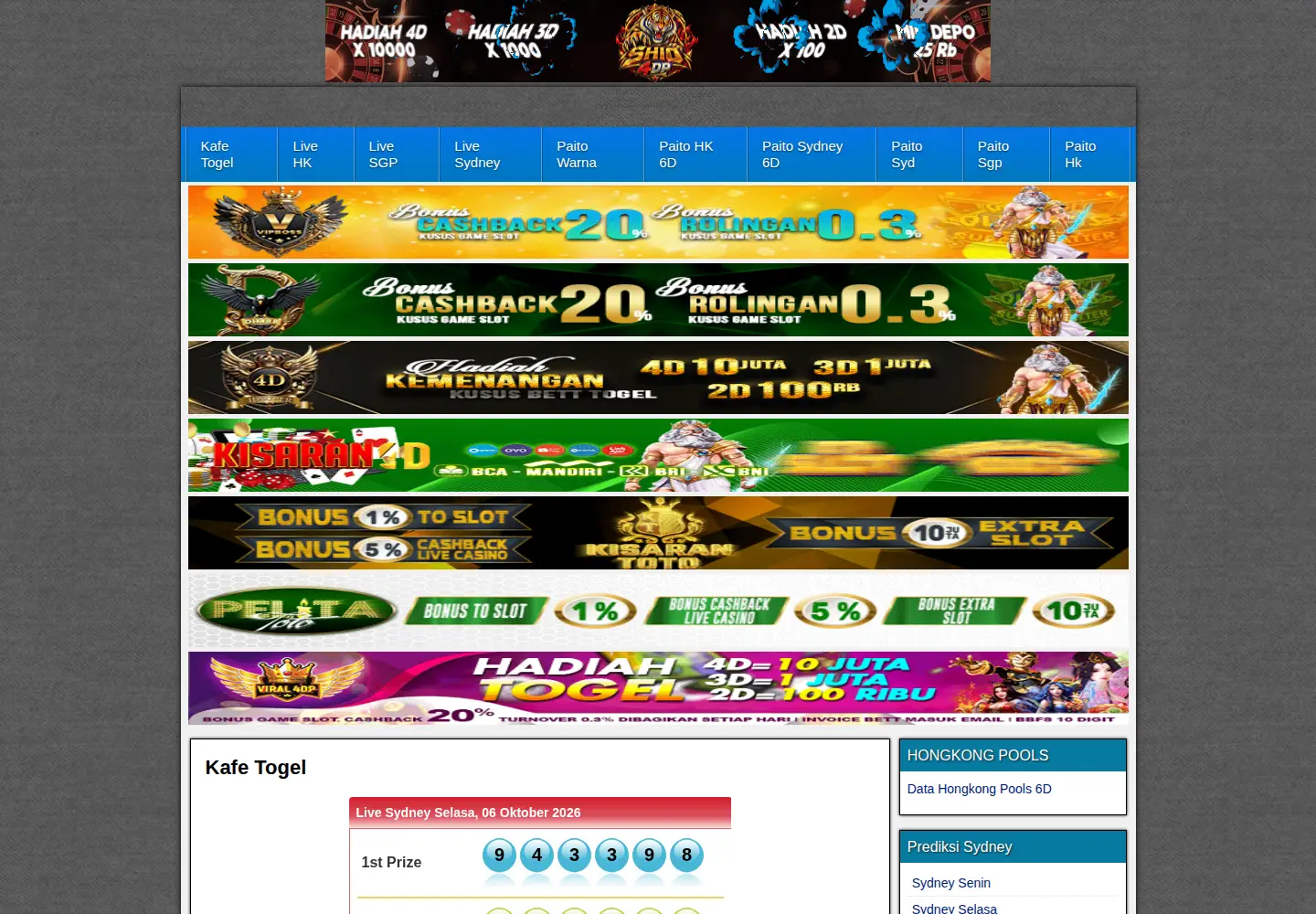 Captured homepage of kafetogel.net in the current scan