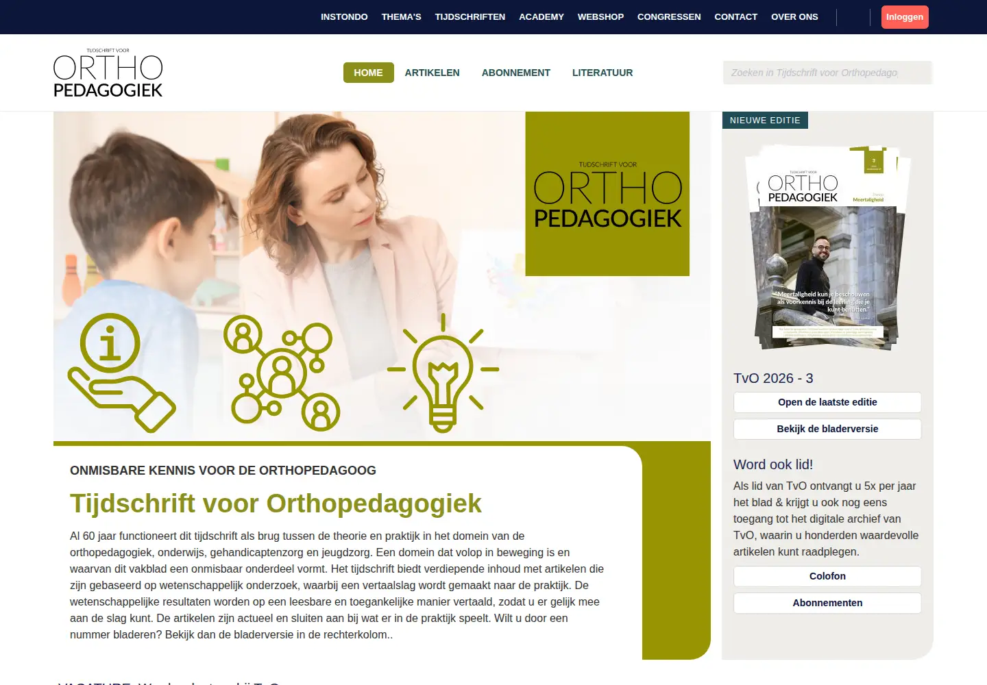 Screenshot of tijdschriftvoororthopedagogiek.nl