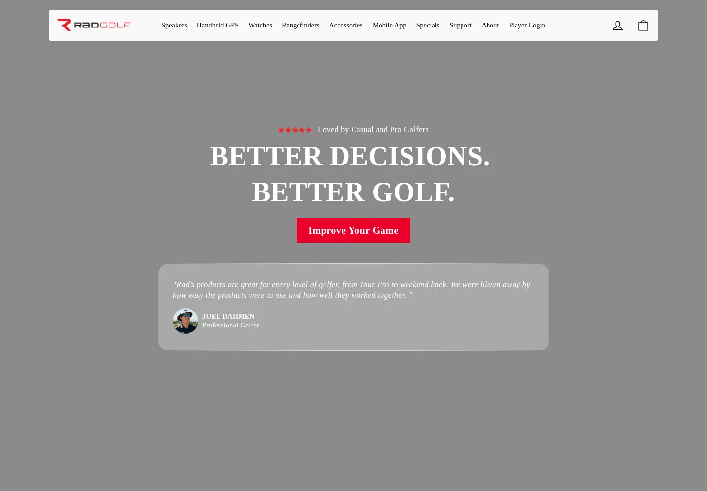 Captured homepage of radgolf.com in the current scan