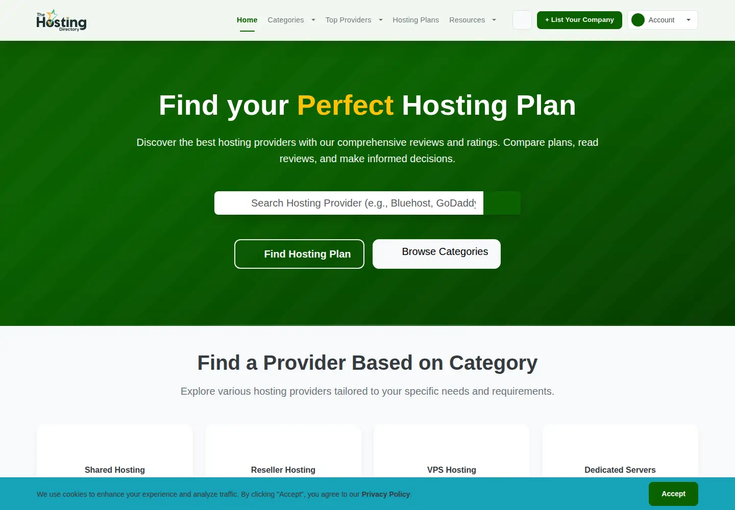 Screenshot of thehostingdirectory.com
