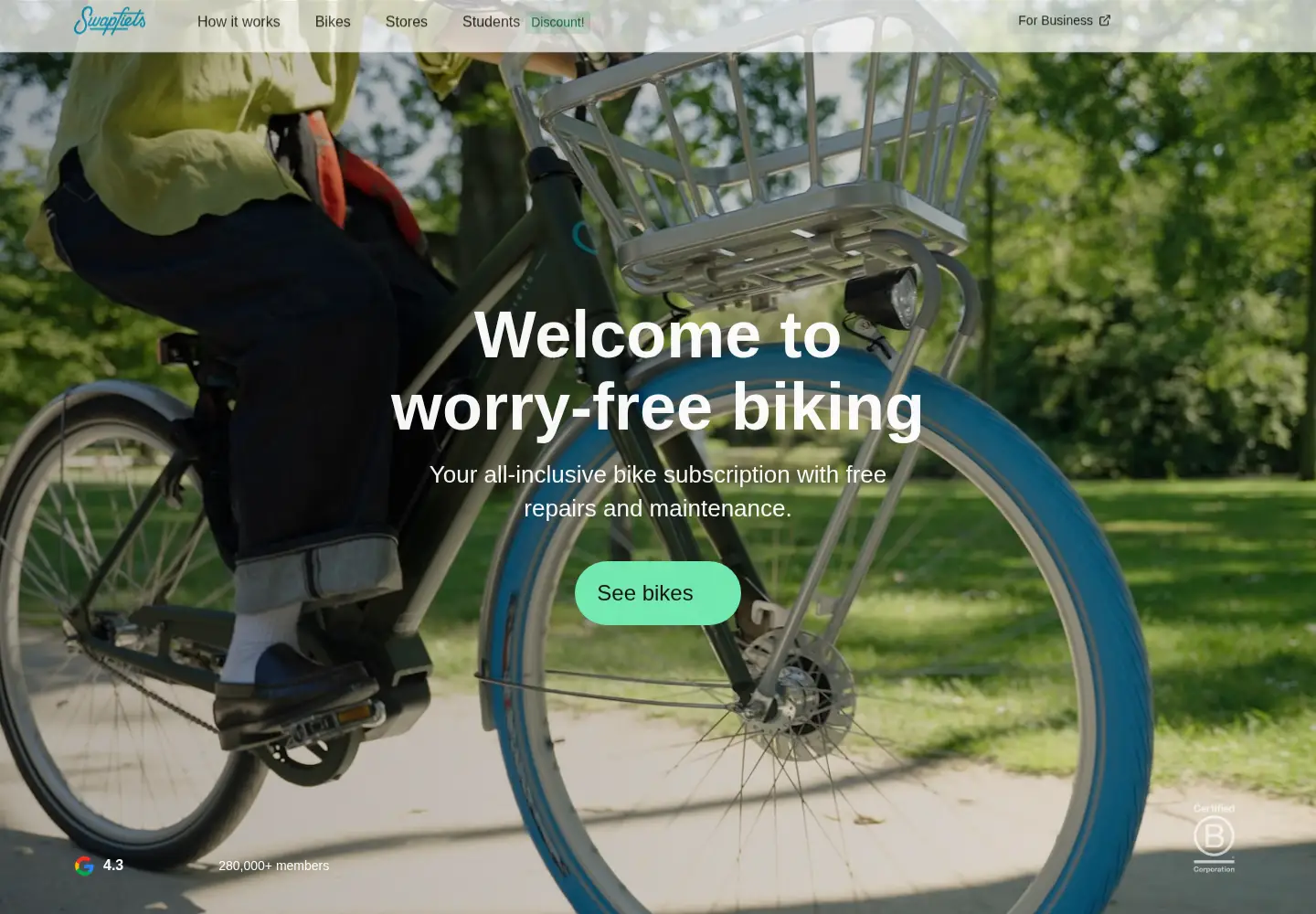 Screenshot of swapfiets.co.uk