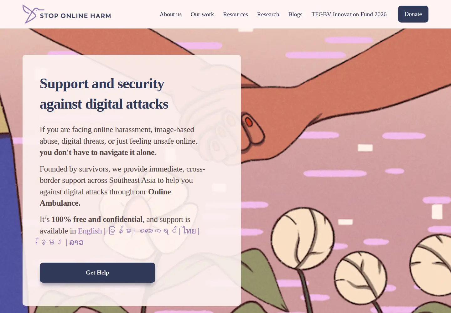 Screenshot of stoponlineharm.org