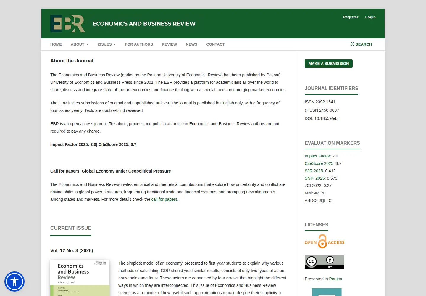 Captured homepage of ebr.edu.pl in the current scan