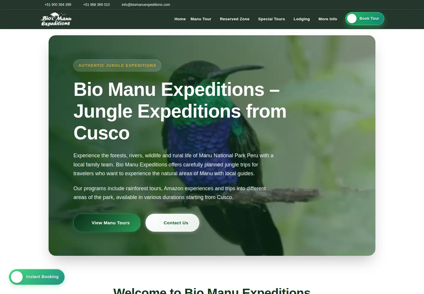 Screenshot of biomanuexpeditions.com